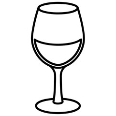 Simple Wine Glass Line Art