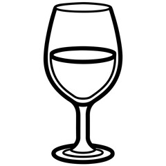 Simple Wine Glass Line Art