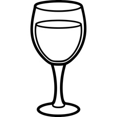 Simple Wine Glass Line Art