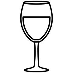 Simple Wine Glass Line Art