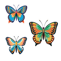 Big collection of colorful butterflies. Vector