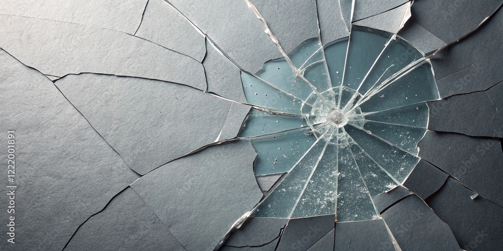 Poster broken glass effect image for business use highlighting damage and fragility with dark background