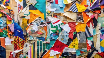 Fototapeta premium A vibrant collage of textured paper scraps in a multitude of colors and patterns