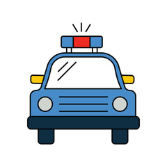 Police Car color line  icon with white background vector stock illustration