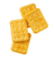 Cheese crackers isolated. Cheese crackers isolated on white background, top view.