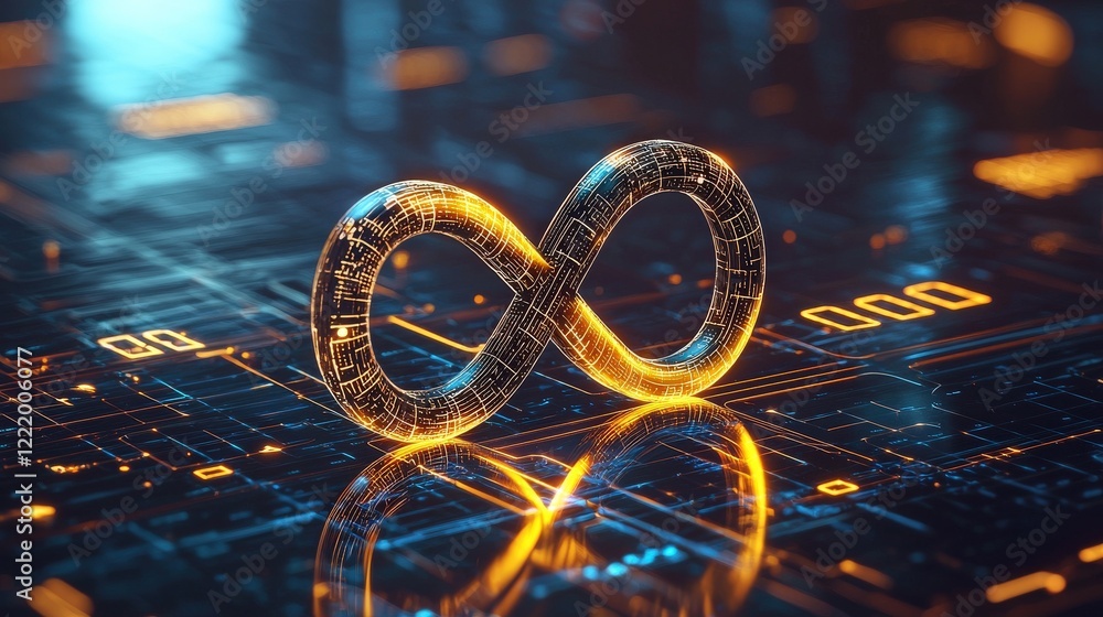 Poster infinity loop glowing with sudoku numbers blending into the design