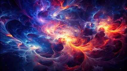 Fototapeta premium Abstract Cosmic Nebula Fiery Red and Icy Blue Swirls of Energy and Light