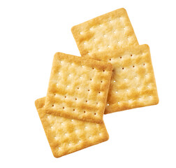 Water crackers isolated, top view. Square water crackers isolated on white background, top view.