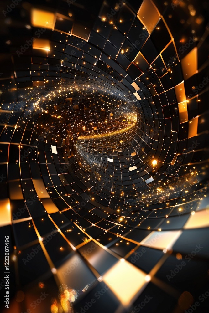 Poster infinity loop merging sudoku grids into radiant light patterns