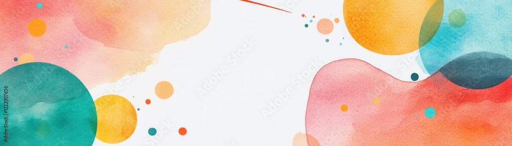 Poster a vibrant watercolor background featuring colorful circles and soft shapes, creating a cheerful and 