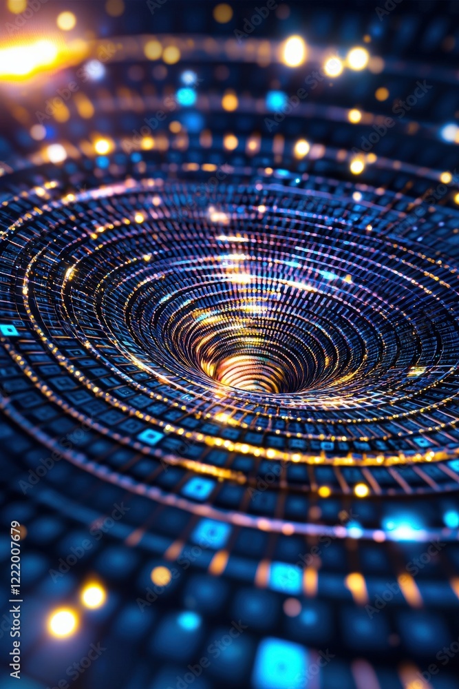 Poster infinity loop merging sudoku grids into radiant light patterns