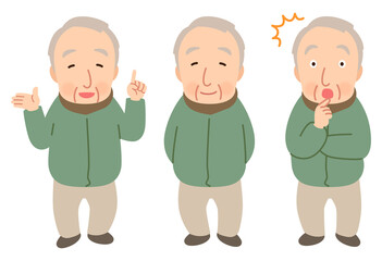 高齢男性　表情ポーズ　シニア　高齢者　後期高齢者
