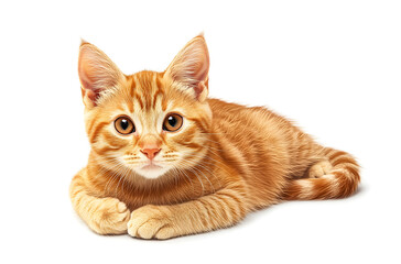 orange ginger cat sitting on a white background