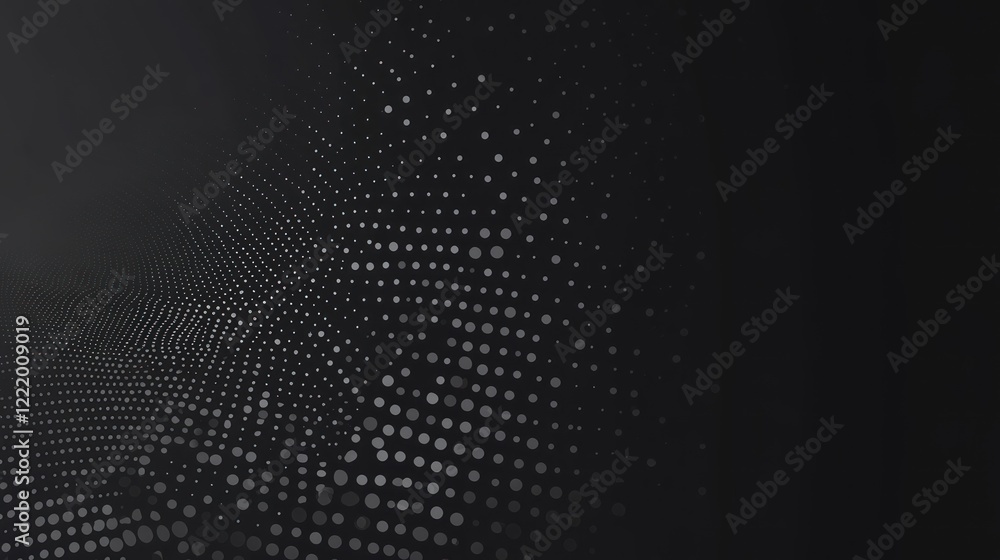 Poster abstract dark dotted pattern with curved lines, for technology background or graphic design use