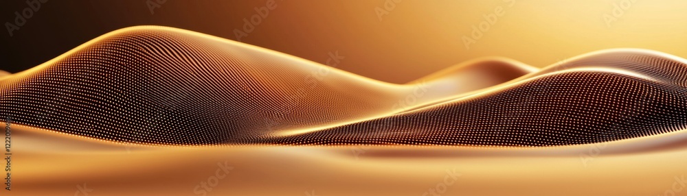 Poster a serene landscape featuring undulating golden hills, illuminated by soft light, creating a tranquil