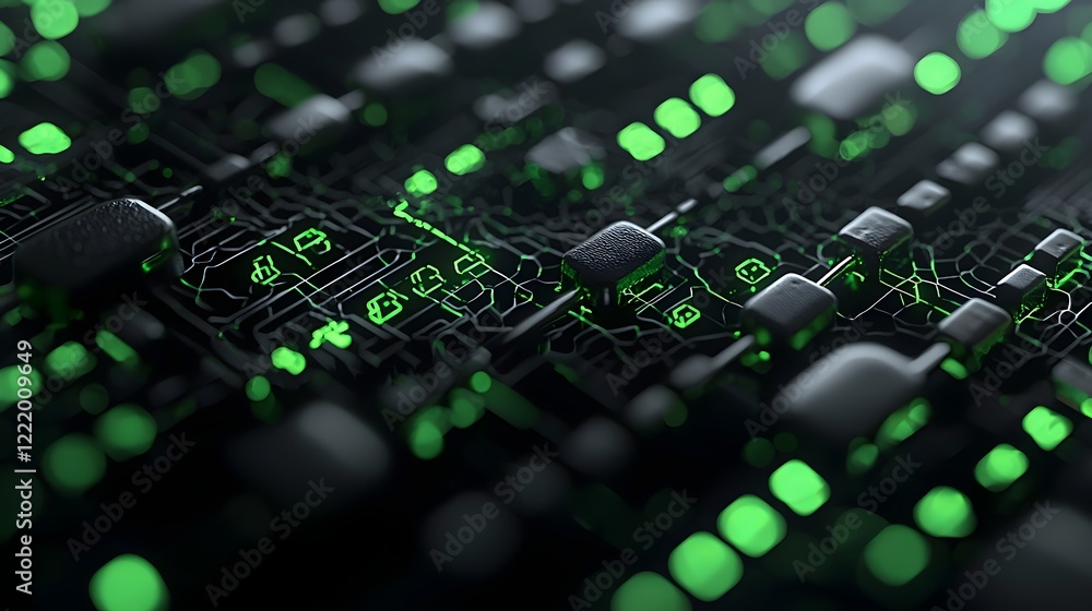 Aufkleber abstract glowing neural link structure 3d depicting a futuristic digital technology concept with lum