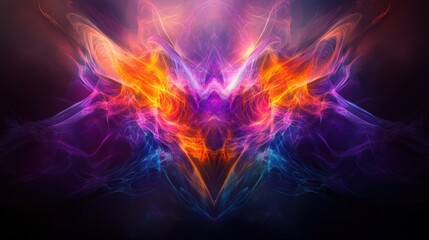 A bold purple and orange neon combination with subtle glowing particle effects