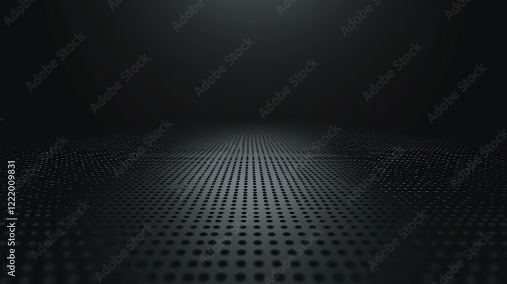 Poster dark floor with repeating dot pattern in studio space background is ideal as a graphic element