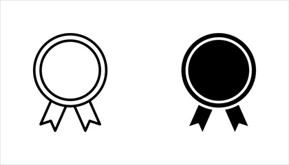 Set of medals with ribbons. Award badge. Vector illustration on white background.