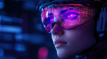Cyberpunk Woman with Futuristic Goggles