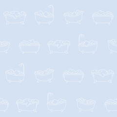 Outline Collection of bathtub Vector Seamless Pattern illustration for Print, Wallpaper, Decoration.