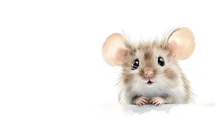 Adorable Watercolor Painting Of A Cute Mouse