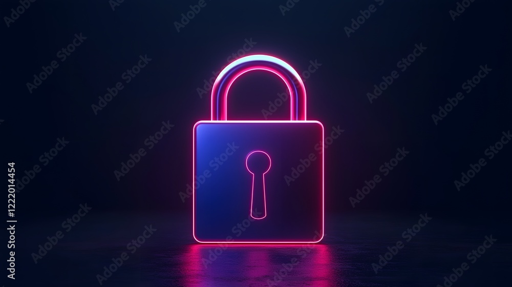 Poster cyber protection innovation with luminous lock and shield combination 3d depicting a futuristic digi