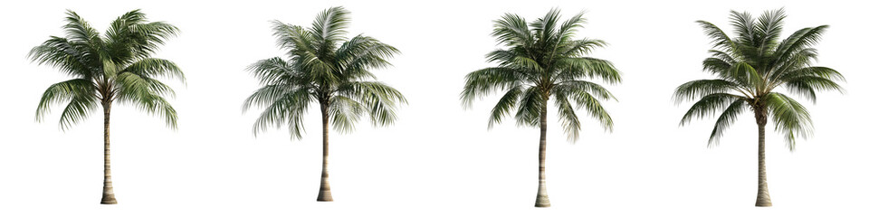 set of Palm tree, cutout, detailed cutout of palm tree, palm tree, graphic cutout, palm tree cutout design, realistic cutout of palm tree, on a transparent backgrounds