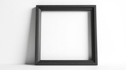 Fototapeta premium A simple dark wood frame against a bright white background, perfect for showcasing your artwork or photography.
