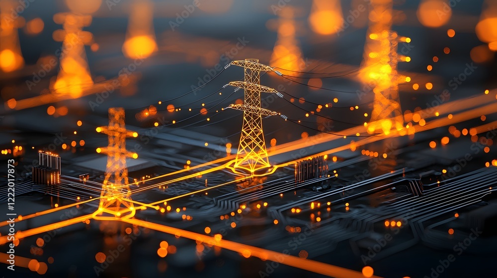 Poster futuristic 3d showcasing advanced luminous energy solutions with a dynamic and intricate flow of ele