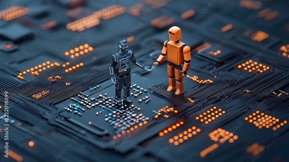 Poster futuristic corporate setting showcasing the of machine learning and technology to enhance decision m