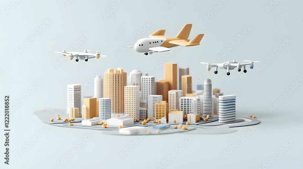 Aufkleber futuristic smart business ecosystem powered by intelligence in a cutting edge forward thinking 3d ci