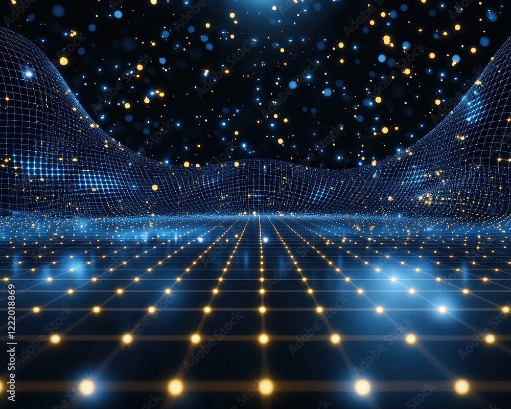 Poster sudoku grid glowing brightly with a backdrop of interconnected pathways