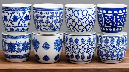 Blue and White Porcelain Teacups