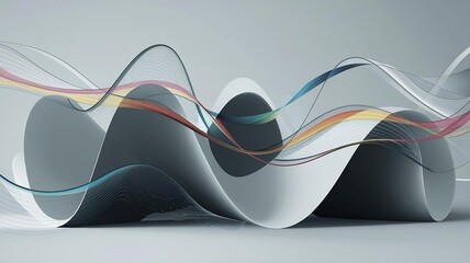  Abstract waves, flowing lines, gradient colors, smooth curves, colored minimal background