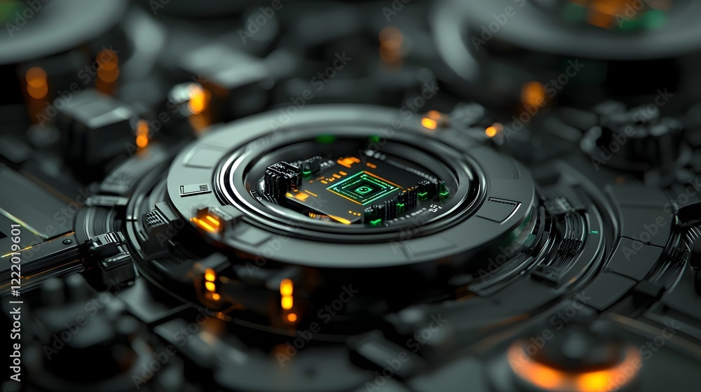 Aufkleber glowing power nodes in a futuristic 3d the advanced technology and infrastructure of a cutting edge 