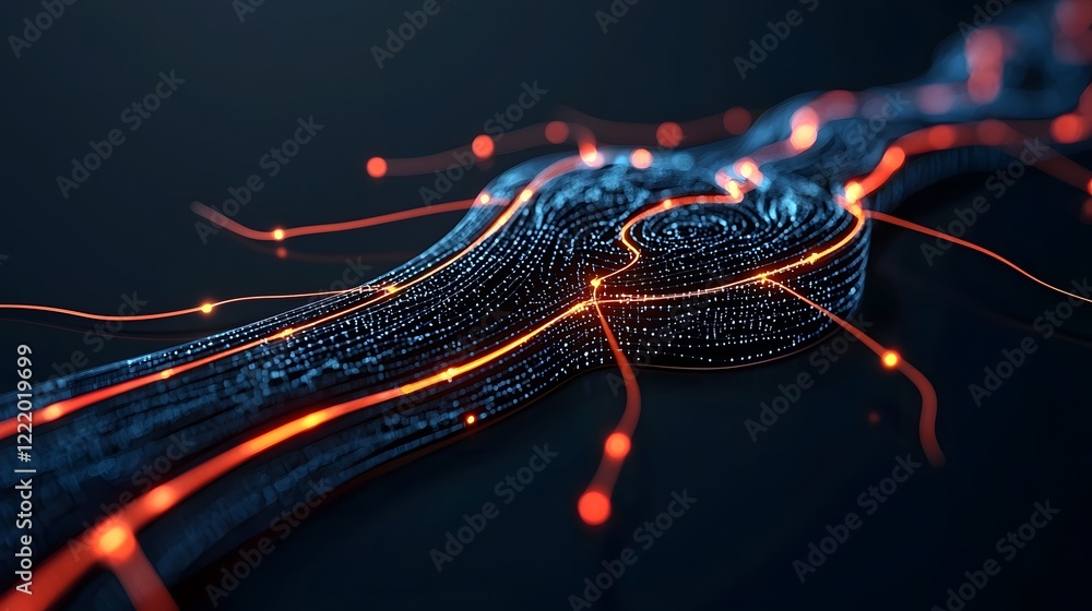 Poster glowing smart city energy grid with neural circuits 3d futuristic technology concept with interconne