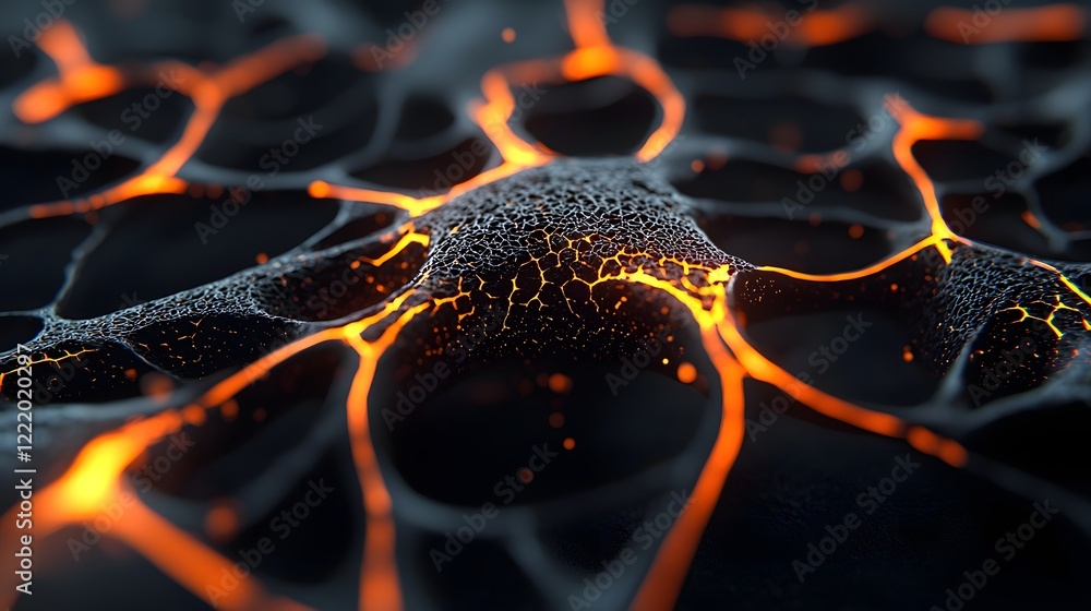 Poster innovative and futuristic 3d depicting a luminous neural power web or network showcasing an abstract