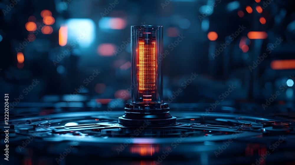 Aufkleber innovative energy solutions of the future visualized as a glowing holographic grid showcasing a 3d o