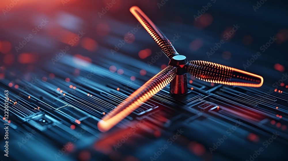 Poster innovative glowing renewable energy concept 3d of futuristic and luminous tech elements digital arch