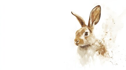 Obraz premium A Watercolor Portrait of a Brown Hare