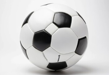 Fototapeta premium Close-up Studio Shot of a Classic Black and White Soccer Ball with Number One