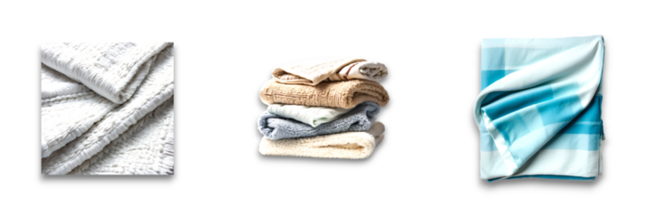 Isolated fabric textures on transparent background, showcasing unique patterns