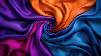Fototapeta premium Swirling silk fabric, vibrant colors, abstract textile design, background texture for fashion or design projects