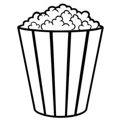 Popcorn Bucket Line Art Vector