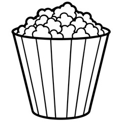Popcorn Bucket Line Art Vector