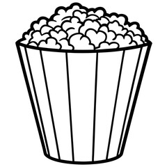 Popcorn Bucket Line Art Vector