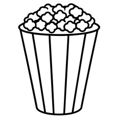 Popcorn Bucket Line Art Vector