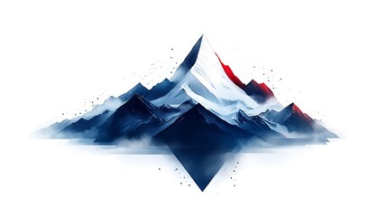 Abstract mountain range art, floating peaks, white background, digital illustration, website banner
