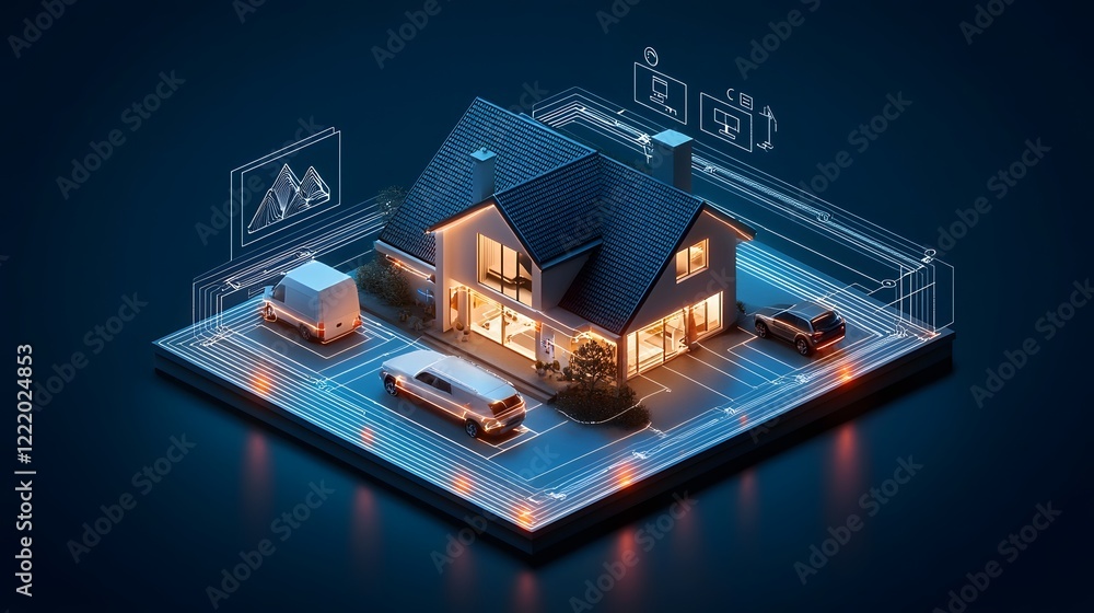 Poster radiant network design for ai enhanced energy distribution a futuristic 3d depicting an interconnect